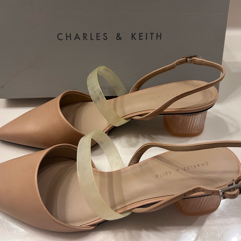 Charles & Keith Beige Slingback Heels